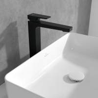 Villeroy & Boch Architectura Square Single Lever Basin Mixer Matt Black With Pop Up Waste