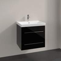 Vouille 410mm Wall Hung 1 Door Basin Unit & Basin - Grey Gloss