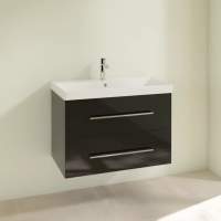 Jux Wall Hung 2 Drawer Basin Unit & White Basin 615mm - Matt Cotton & Oak Effect