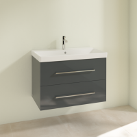 Vouille 410mm Wall Hung 1 Door Basin Unit & Basin - White Gloss