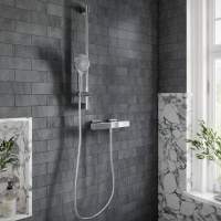 Villeroy & Boch Square Verve Thermostatic Exposed Shower Set With Riser Rail Chrome