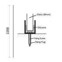 Wet Room 8mm Glass Recessed Channel - 1200mm - Matt Black 