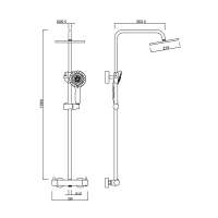 Scudo Elliott Square Brushed Brass Dual Head Shower inc Metal Fixed Head 