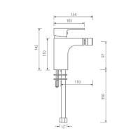 Burlington Chelsea Monobloc Bidet Mixer Tap with Black Lever & Pop Up Waste - CH23BLA