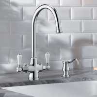 Blanco Lanora Twin Brushed Steel Kitchen Tap