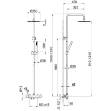 Vema Thermostatic Shower in Black with Square Bar Mixer Valve, Overhead Rain Shower and Handset 