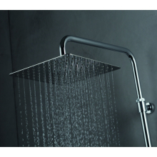 Vema Thermostatic Shower in Black with Square Bar Mixer Valve, Overhead Rain Shower and Handset 