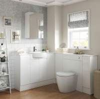 White L Shaped Basin & Toilet Combination Unit
