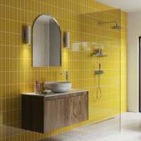 Deco Tile White / Mustard - Showerwall Acrylic