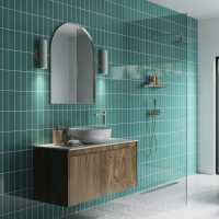 Deco Tile Navy and Mustard Wall Panel - Showerwall Acrylic