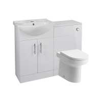 Vista Bathroom Combination Furniture Set with 650mm Basin, Vanity Unit, WC Unit with Cistern, Pan and Soft Close Seat