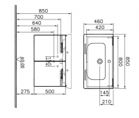 VitrA S20 650mm Golden Cherry Double Door Wall Hung Unit inc Basin