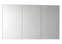 1200mm - Gloss - White Three Door Mirrored Bathroom Cabinet - Vitra