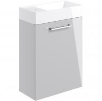 Vouille 410mm Wall Hung Basin Unit & Close Coupled Toilet Pack - Anthracite Gloss