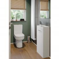 Vouille 410mm Wall Hung Basin Unit & Close Coupled Toilet Pack - Oak