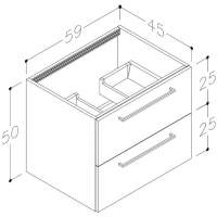 Jux Wall Hung 2 Drawer Basin Unit & White Basin 615mm - Matt Cotton & Oak Effect