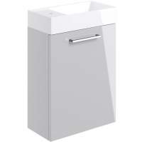 Vouille 410mm Grey Gloss Wall Hung 1 Door Basin Unit & Basin