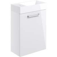 Vouille 410mm White Gloss Wall Hung 1 Door Basin Unit & Basin