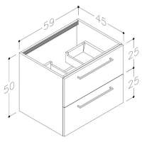 Vouille 510mm Grey Gloss Wall Hung 2 Drawer Basin Unit & Basin