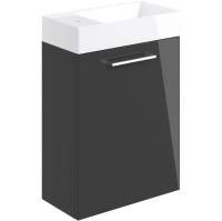 Vouille 410mm Anthracite Gloss Wall Hung 1 Door Basin Unit & Basin