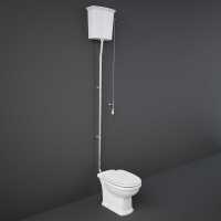 Burlington High Level WC with White Ceramic Cistern and Dual Flush Fittings P2 C5 T30CHR
