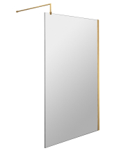 Nuie 1200mm Brushed Brass Wetroom Screen With Support Bar and Profile Kit