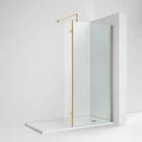 1100mm Brushed Brass - Walk In Shower Screen - Nuie