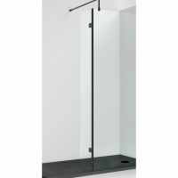 Hudson Reed 322mm Matt Black Wetroom Screen With Support Bar
