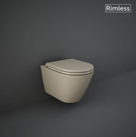 Feeling Matt Cappuccino Wall Hung Rimless WC inc Soft Close Seat - RAK Ceramics