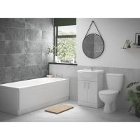 Saturn White Gloss Bathroom Furniture Pack Inc Cistern, Toilet Pan, Seat & Square Basin - Nuie