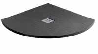 MX Minerals 1000 x 1000mm Jet Black Slate Effect Quadrant Shower Tray