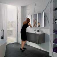 HIB Xenon 80 LED Aluminium Bathroom Mirror Cabinet