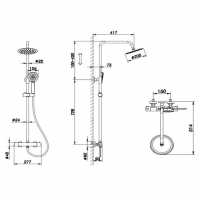 Scudo Helier Square Cool Touch Dual Head Rigid Riser Shower