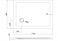Zamori Rectangle Shower Tray 1100 x 760mm - Corner waste - Z1170
