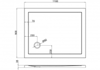 Zamori Rectangle Shower Tray 1100 x 800mm - Corner waste - Z1171