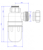 WTKT32CE Straight Through Kidney Trap - 1 1/4" / 32mm - Pedestal Trap - Viva Sanitary