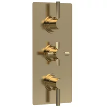 Hudson Reed Tec Pura Plus Brushed Brass Concealed Triple Outlet Thermostatic Shower Valve