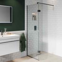 Vantage 2000, 1000mm Matt Black Framed Walk In Shower Screen - Eastbrook