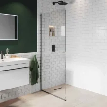 Abacus 10mm X Series Wetroom Glass Panel with Matt Black Profile