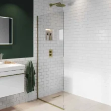 Abacus 10mm X Series Wetroom Glass Panel with Brushed Brass Profile