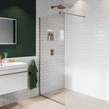 Abacus 10mm X Series Wetroom Glass Panel with Brushed Brass Profile