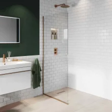 Abacus 10mm X Series Wetroom Glass Panel with Brushed Bronze Profile