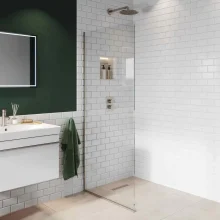 Abacus 10mm X Series Wetroom Glass Panel with Brushed Nickel Profile