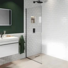 Abacus 8mm E Series Wetroom Panel with Matt Black Profile