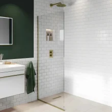 Abacus 8mm E Series Wetroom Panel with Brushed Brass Profile