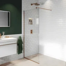Abacus 8mm E Series Wetroom Panel with Brushed Brass Profile