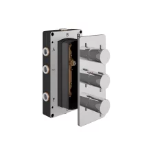 Abacus EZ Box 3.0 Chrome Thermostatic 3 Way Shower Valve with Round Handles