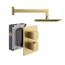 Abacus Shower Pack 1 Brushed Brass Square Fixed Shower Arm And Head