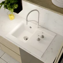 Abode Dune 1 Bowl & Drainer Granite Inset Sink - Grey Metallic