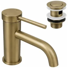Anatra ECO Mono Basin Mixer & Slotted Push Button Waste - Brushed Brass
